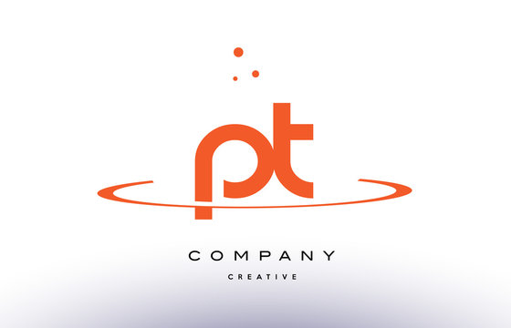 PT P T creative orange swoosh alphabet letter logo icon