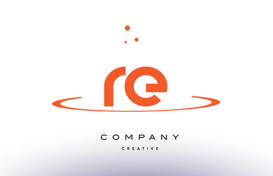 RE R E creative orange swoosh alphabet letter logo icon
