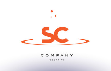 SC S C creative orange swoosh alphabet letter logo icon