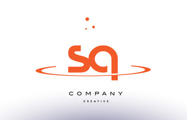 SQ S Q creative orange swoosh alphabet letter logo icon