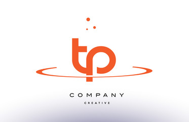 TP T P creative orange swoosh alphabet letter logo icon
