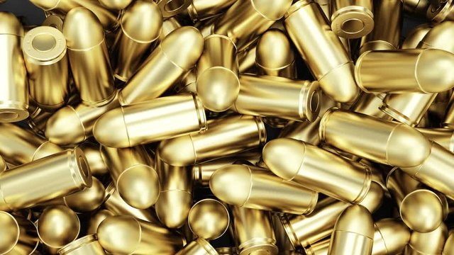 Seamless Looping 4K Animation of Heap of Gun Bullets 9mm Background
