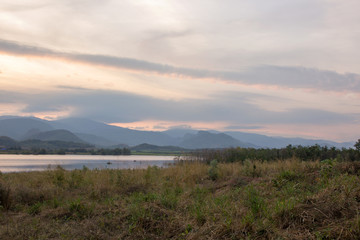 beautiful sunset in mountain