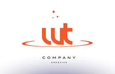 Fototapeta na wymiar WT W T creative orange swoosh alphabet letter logo icon