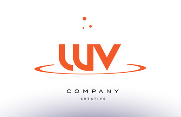 Fototapeta na wymiar WV W V creative orange swoosh alphabet letter logo icon