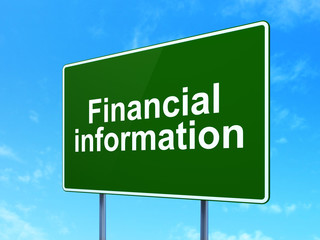 Business concept: Financial Information on road sign background