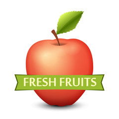 Emblem with Red Apple and Ribbon