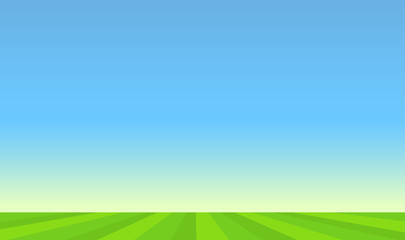 Obraz premium Green Pasture and Blue Sunny Sky