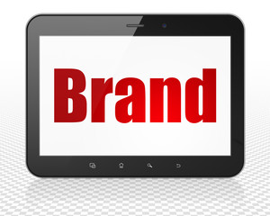 Advertising concept: Tablet Pc Computer with Brand on display