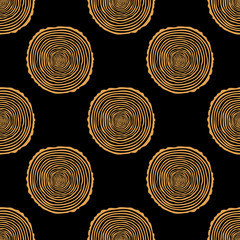Tree Rings Seamless Vector Pattern. Saw cut tree trunk background. Vector Illustration.