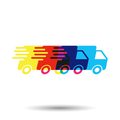 Delivery truck logo vector illustration. Fast delivery service shipping icon. Simple flat pictogram for business, marketing or mobile app internet concept