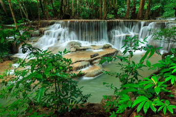 Deep waterfall in Huay Mae Kamin Kanjanaburi Thailand