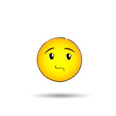 Yellow Smiling Face Neutral People Emotion Icon Flat Vector Illustration