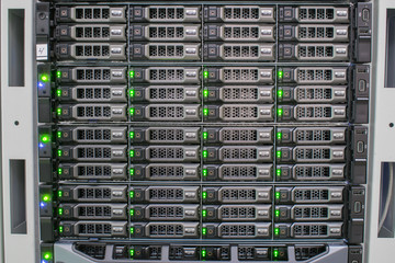 Many powerful servers running in the data center server room