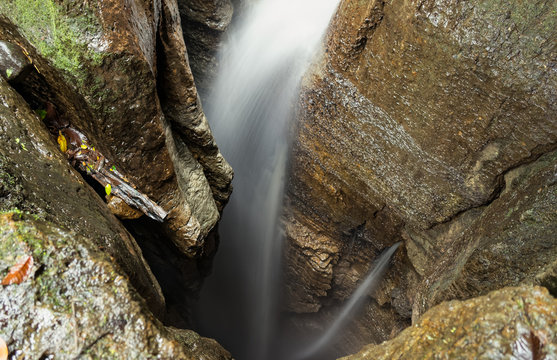 Waterfall Entrance At Mayei Cave In Ecuador