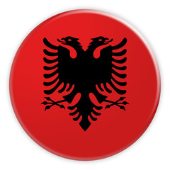 Albania Flag Button, News Concept Badge, 3d illustration on white background