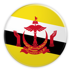 Brunei Flag Button, News Concept Badge, 3d illustration on white background