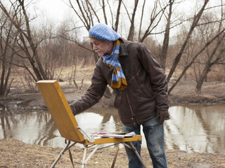 The artist in a beret