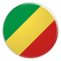 Fototapeta premium Republic of the Congo Flag Button, News Concept Badge, 3d illustration on white background