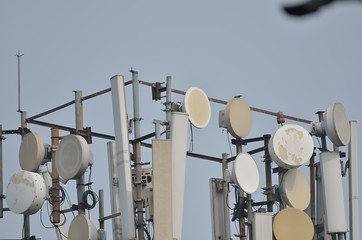 Telecommunications tower closeup