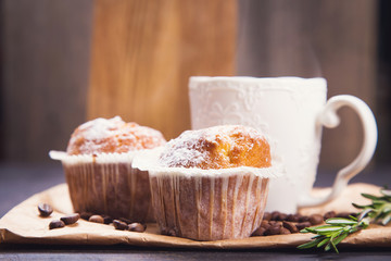 hot coffee with muffin