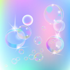 Magic light series. Glare template with soap bubbles.