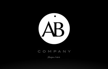 AB A B simple black white circle alphabet letter logo vector icon template