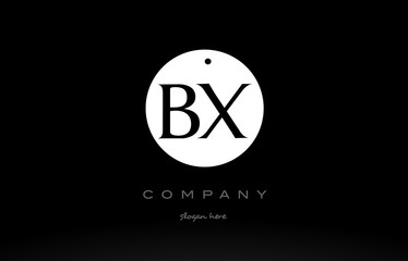 BX B X simple black white circle alphabet letter logo vector icon template