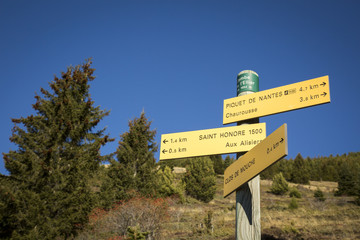 Panneau randonnée pédestre massif du Taillefer