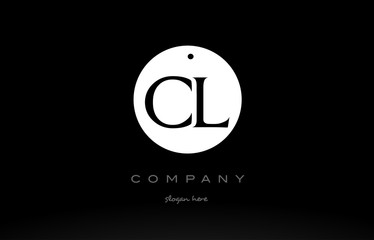 CL C L simple black white circle alphabet letter logo vector icon template