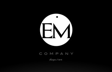 EM E M simple black white circle alphabet letter logo vector icon template