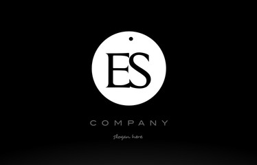 ES E S simple black white circle alphabet letter logo vector icon template