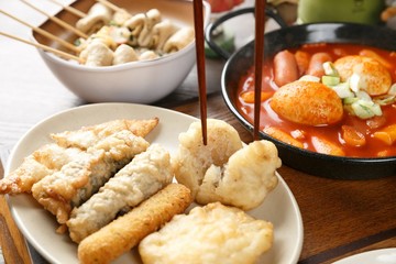 various  fried, 튀김, 떡볶이