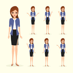 set of business woman character in job. avatar people realistic vector design.
