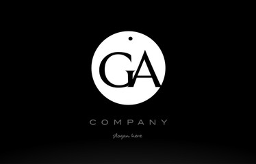 GA G A simple black white circle alphabet letter logo vector icon template