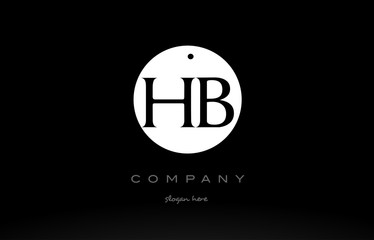 HB H B simple black white circle alphabet letter logo vector icon template