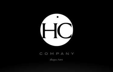 HC H C simple black white circle alphabet letter logo vector icon template