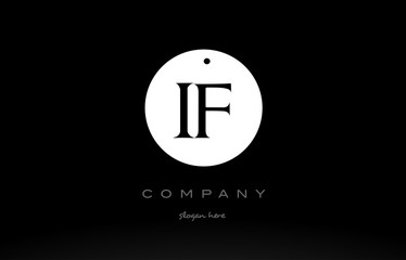 IF I F simple black white circle alphabet letter logo vector icon template