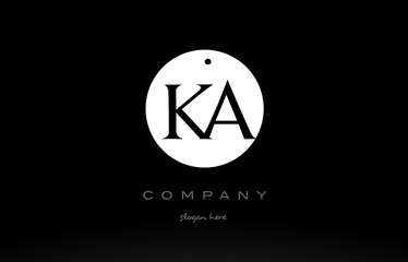 KA K A simple black white circle alphabet letter logo vector icon template