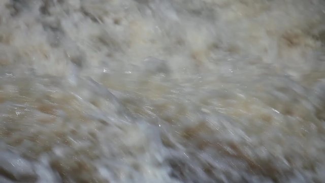 Waterfall Over precipice, indomitable raging stream view from above with sound
