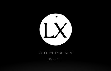 LX L X simple black white circle alphabet letter logo vector icon template