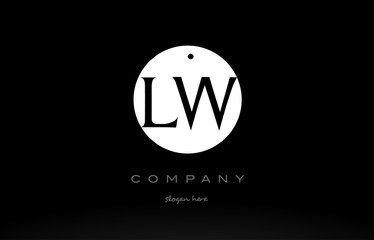 Obraz premium LW L W simple black white circle alphabet letter logo vector icon template
