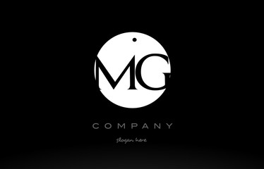 MG M G simple black white circle alphabet letter logo vector icon template