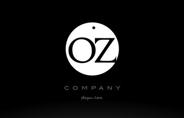 OZ O Z simple black white circle alphabet letter logo vector icon template