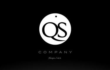 QS Q S simple black white circle alphabet letter logo vector icon template