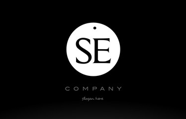 SE S E simple black white circle alphabet letter logo vector icon template