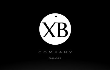 XB X B simple black white circle alphabet letter logo vector icon template