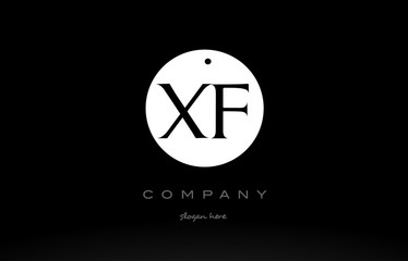 XF X F simple black white circle alphabet letter logo vector icon template