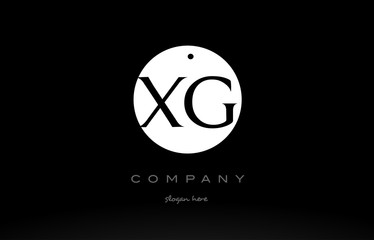 XG X G simple black white circle alphabet letter logo vector icon template