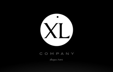 XL X L simple black white circle alphabet letter logo vector icon template
